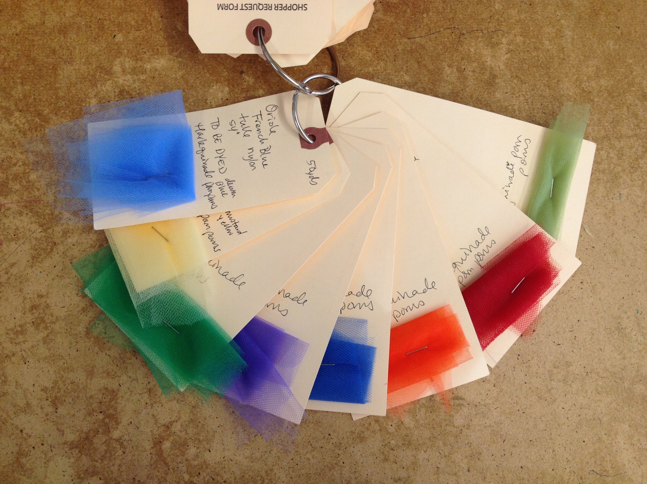 Selected tulle colors for the pom poms