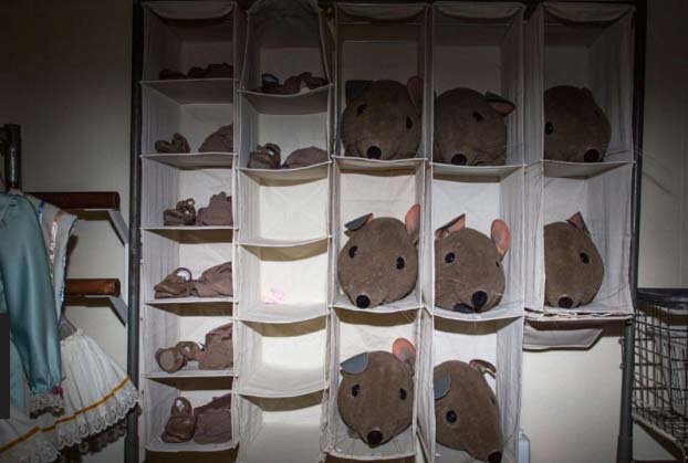 Mouse heads backstage, all remade