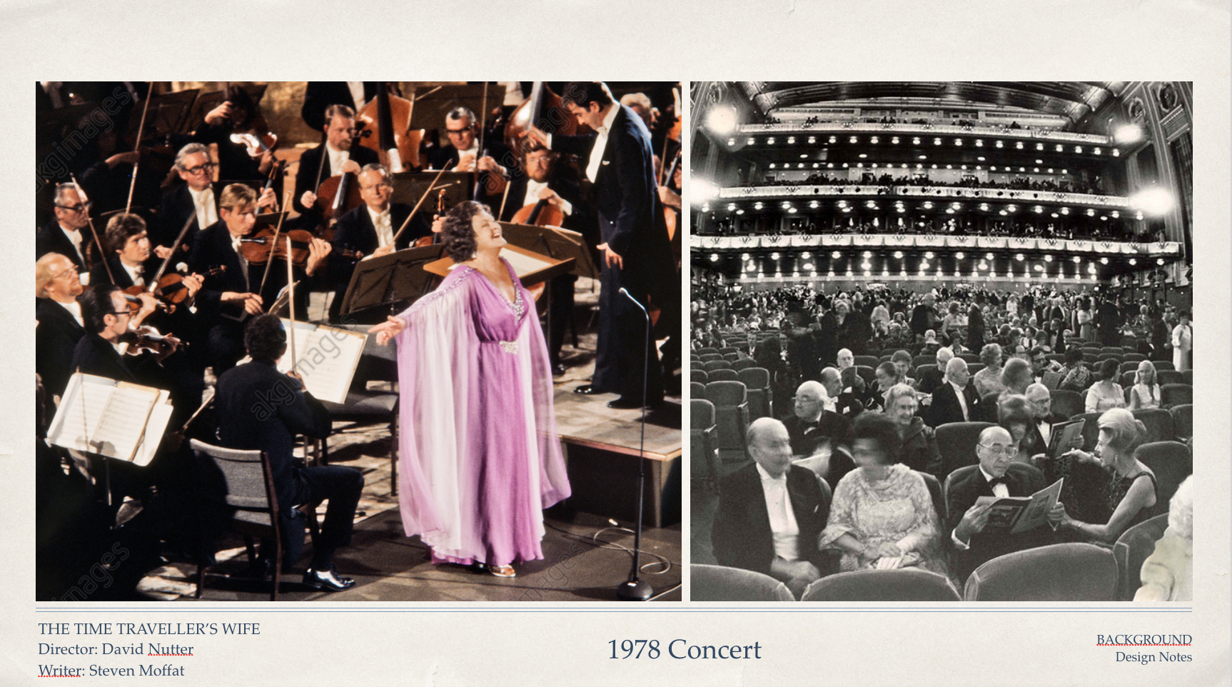 Research inspiration for Annette, Orchestra &amp; BG Crowd 1978