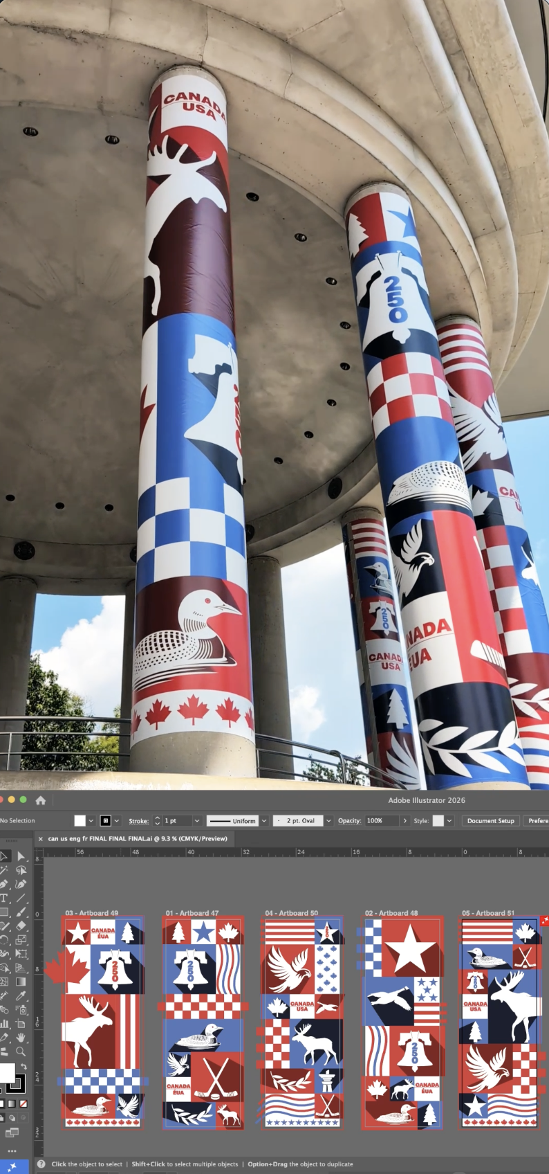 Embassy Column Banners for America 250th 