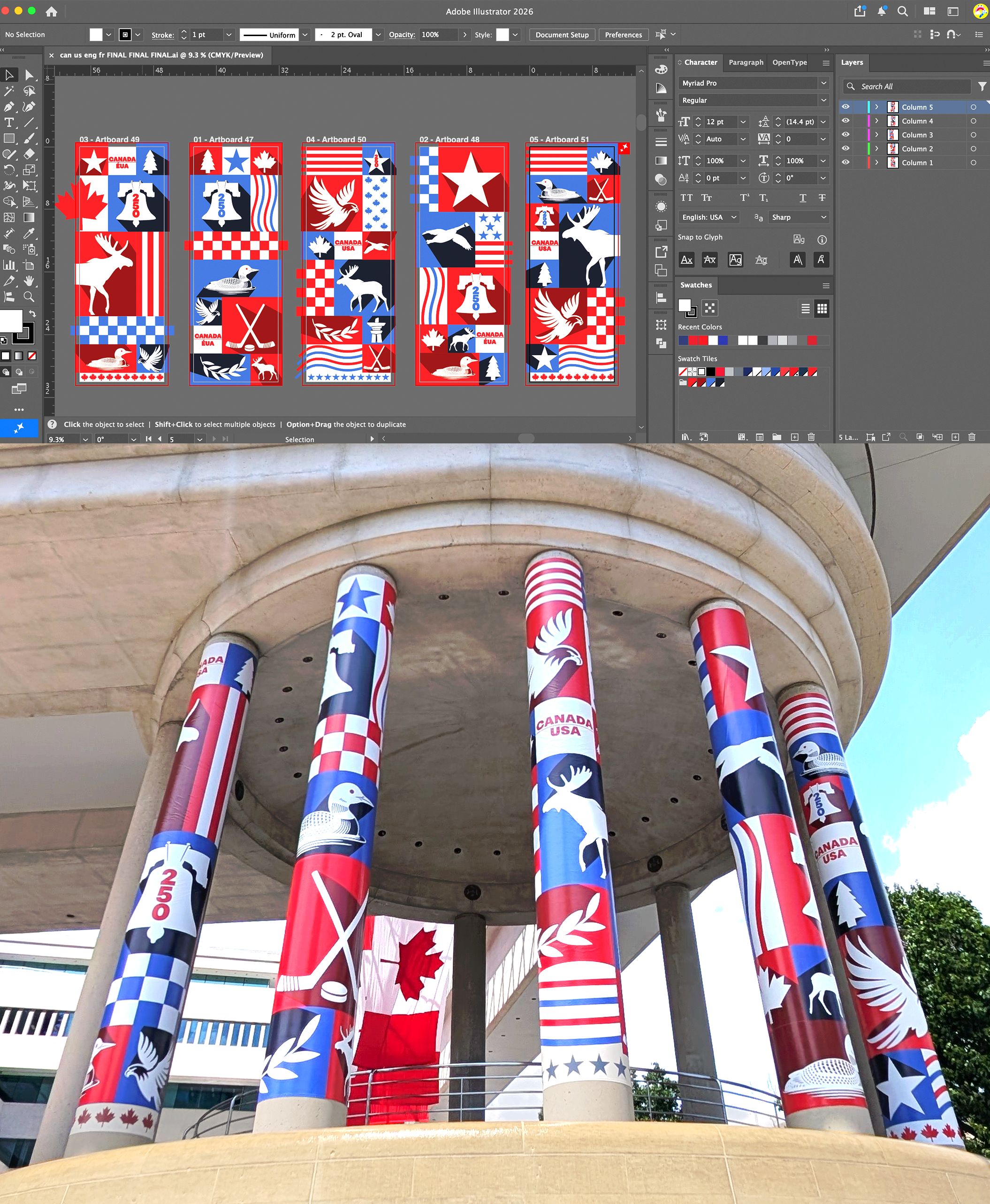 Embassy of Canada Column Banners for America 250th