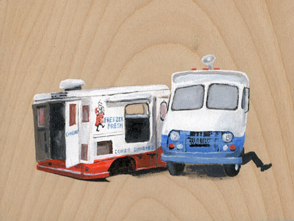    Ice Cream Trucks    Acrylic on wood  5" x 7"  2008  (available) 