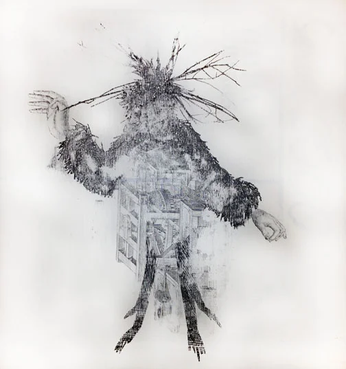 Golem III Xerox transfer collage on album cover 12" x 12" 2012 (available)