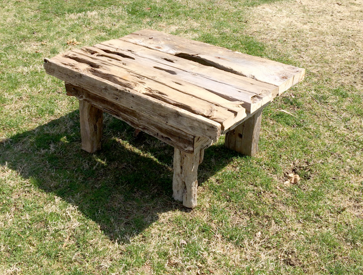    Sensei Table    driftwood and vintage upholstery tacks  18" x 35" x 26"  2014  (available) 