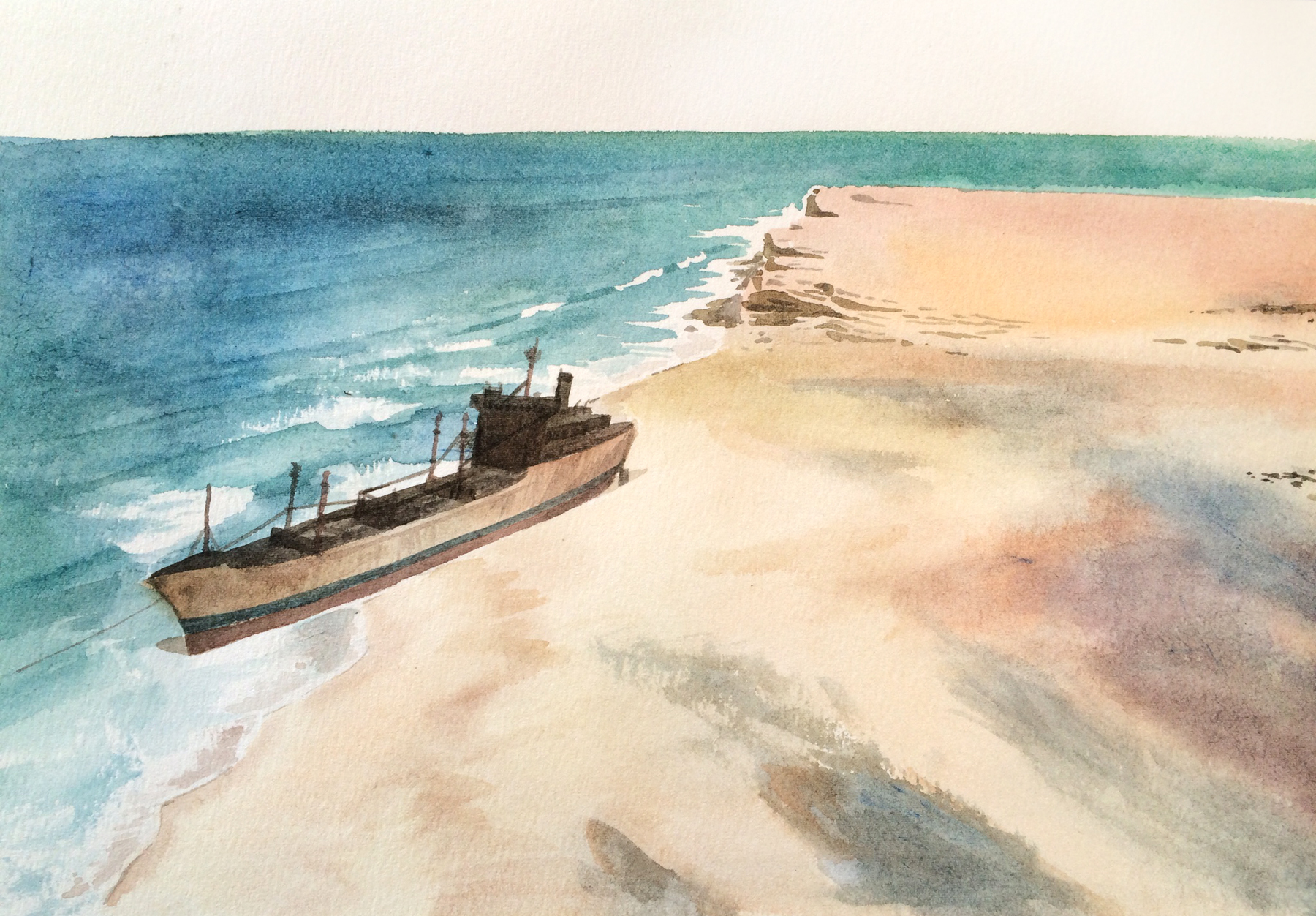    Forsaken Shore    watercolor on paper  10" x 16"  2014  (sold) 