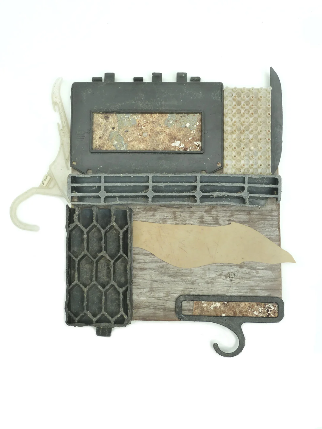 Plate II found materials on driftwood 14.5" x 14" x 1" 2011 (Available)