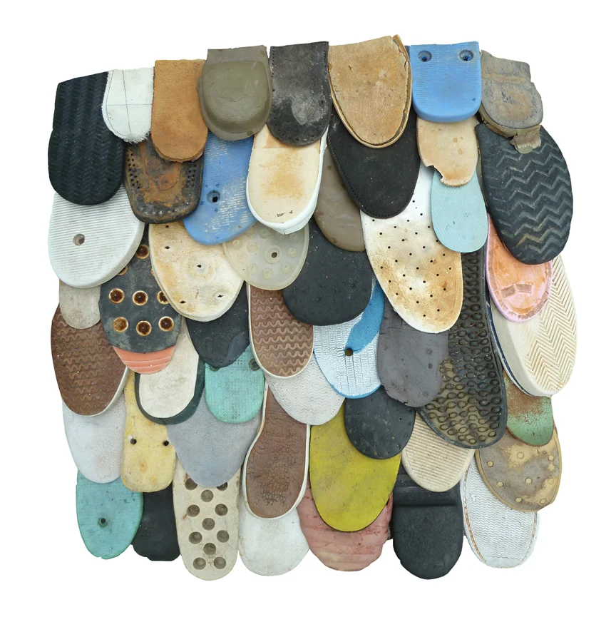 So(u)l(e)drips found shoe soles on driftwood with resin 28" x 30" 2012 (sold)
