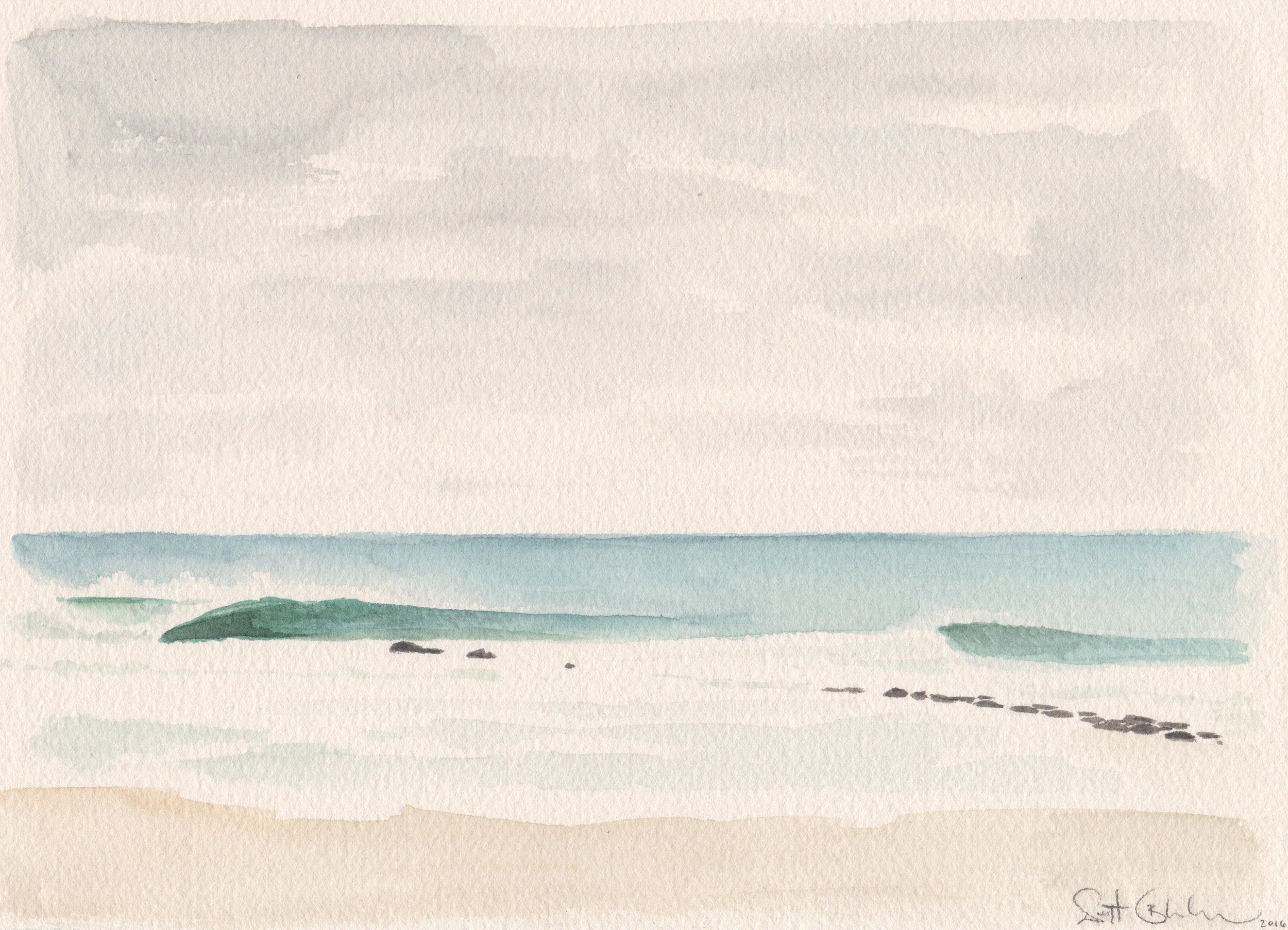 First Jetty Lefts watercolor on paper 7" x 11" 2016 (available)