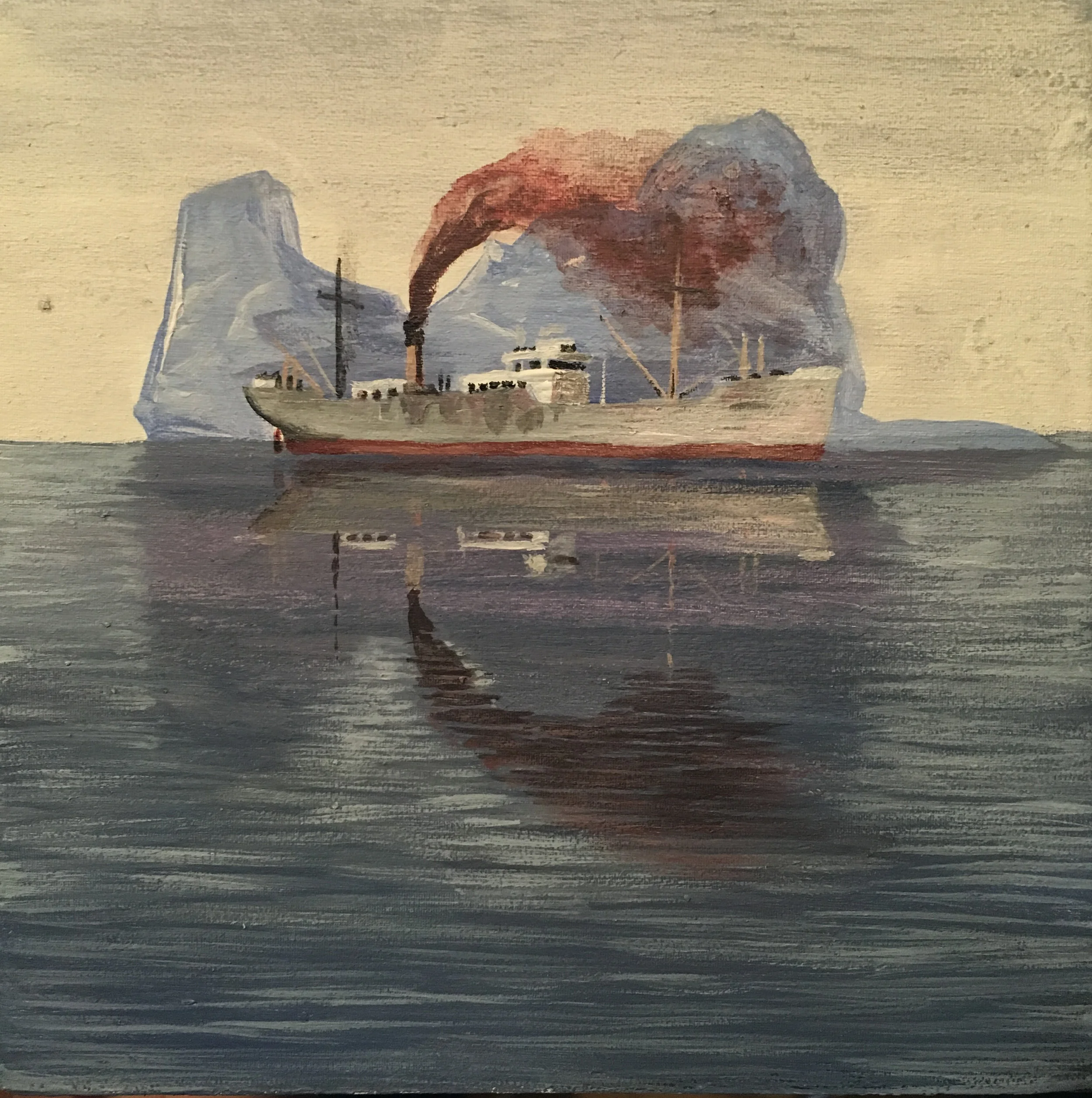 Fogo Tramp acrylic on wood panel 6" x 6" 2017 (sold)
