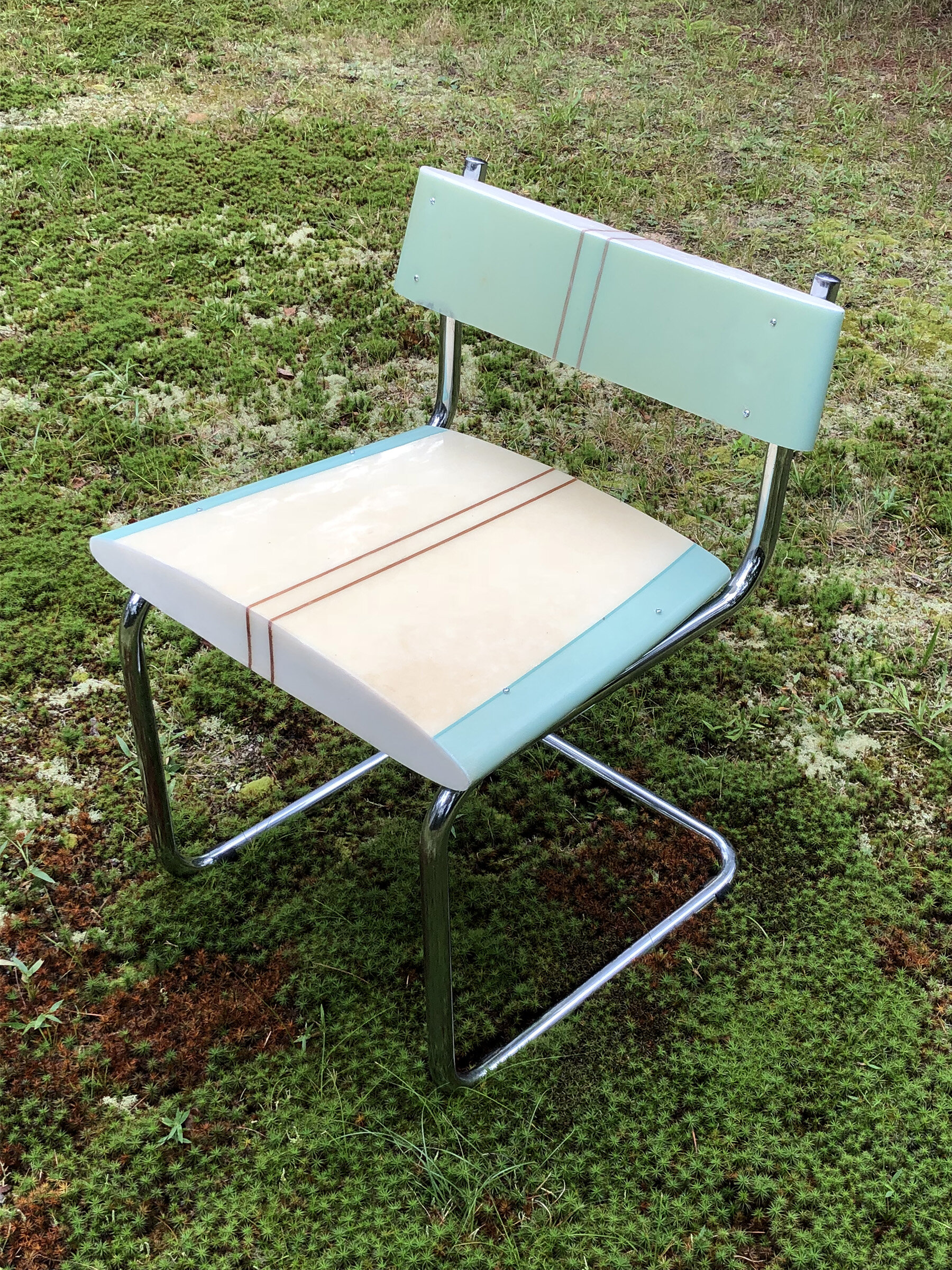    Long Division Chair    reclaimed longboard, chair frame, hardware  28” x 20” x 20”  2019  (sold) 