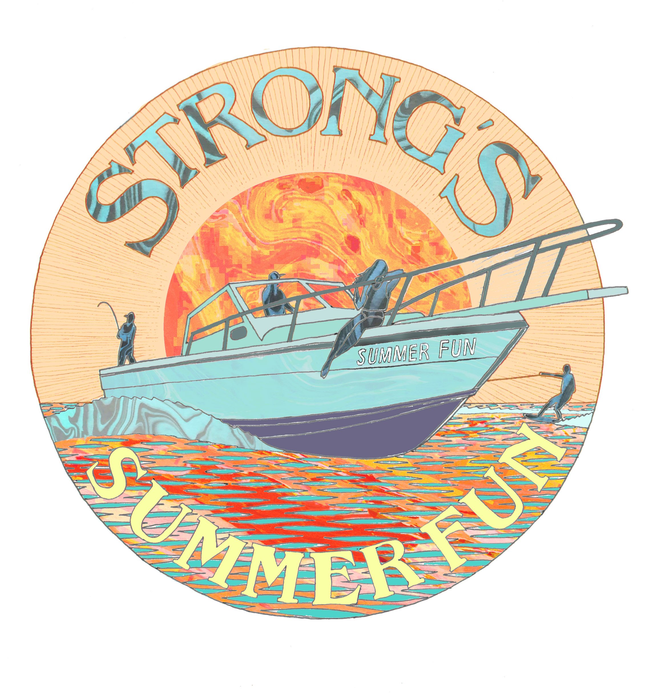    Strongs Summer Fun    graphite and digital  Label for Strong’s Marina limited edition beer release 