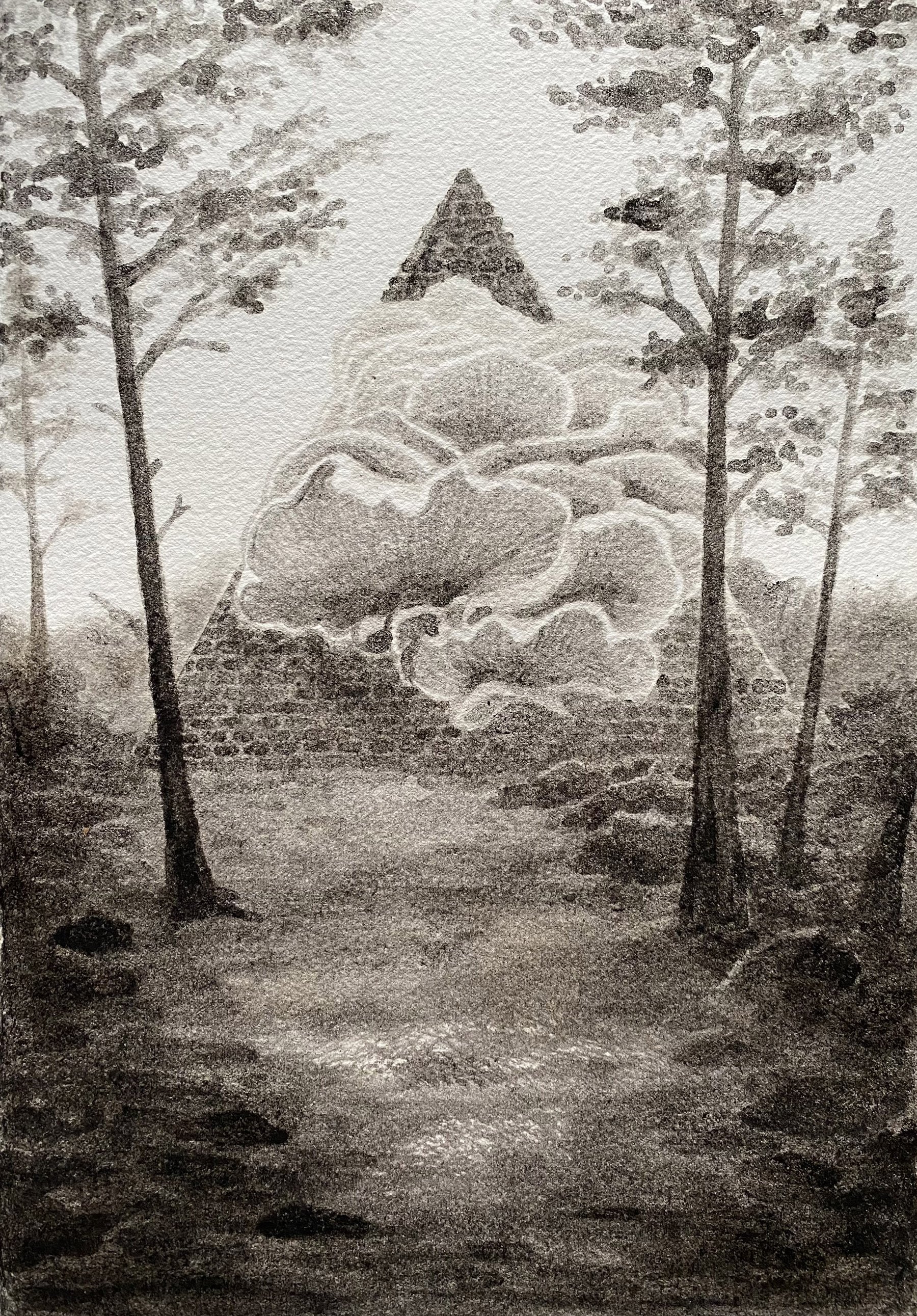    untitled (Follow the Path)    mushroom ink on paper  9” x 6.5”  2022  (sold) 