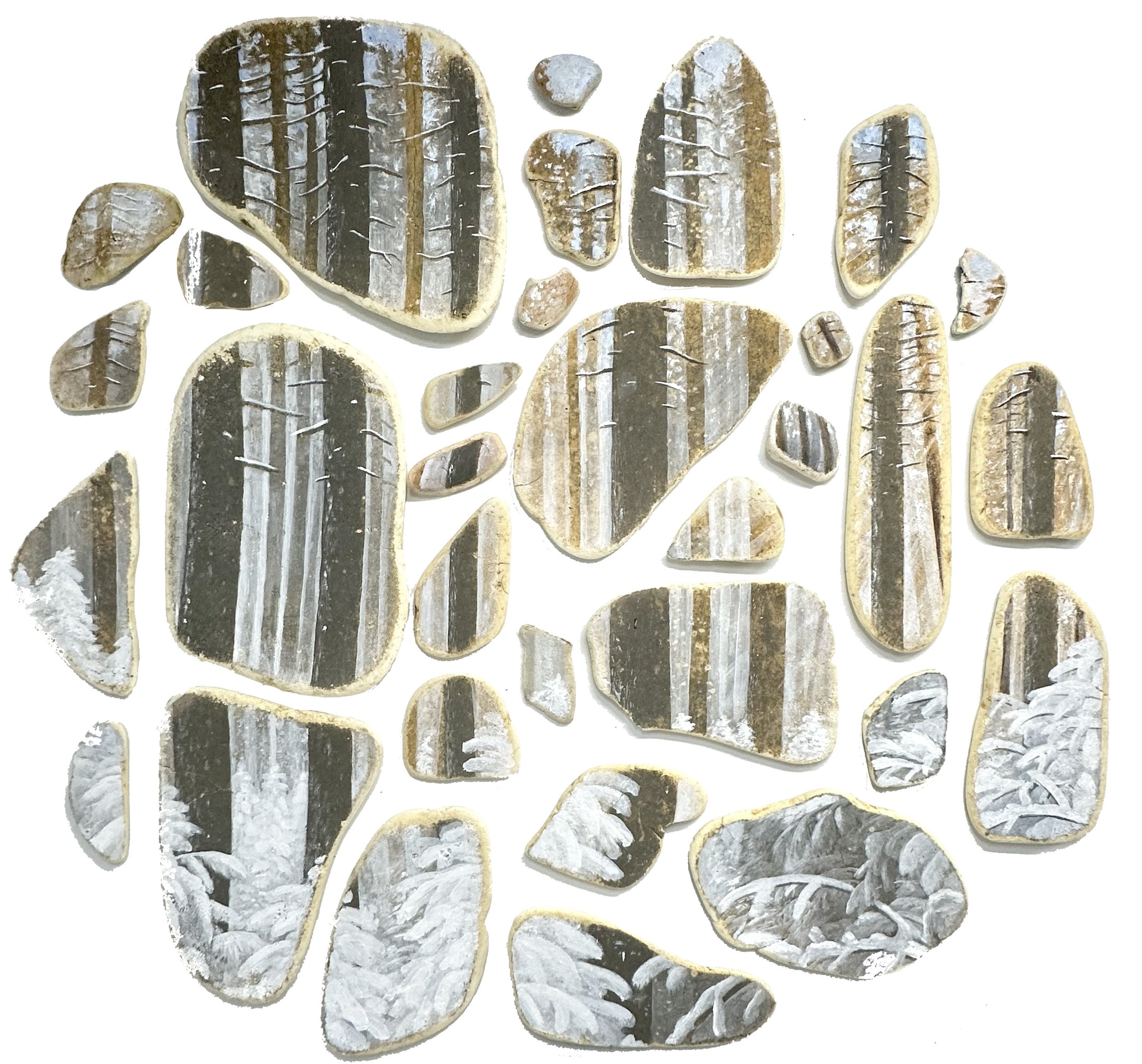 Cathedral Pines acrylic on found EPS foam, resin dimensions variable (60” diameter approximate) 2024 (available)