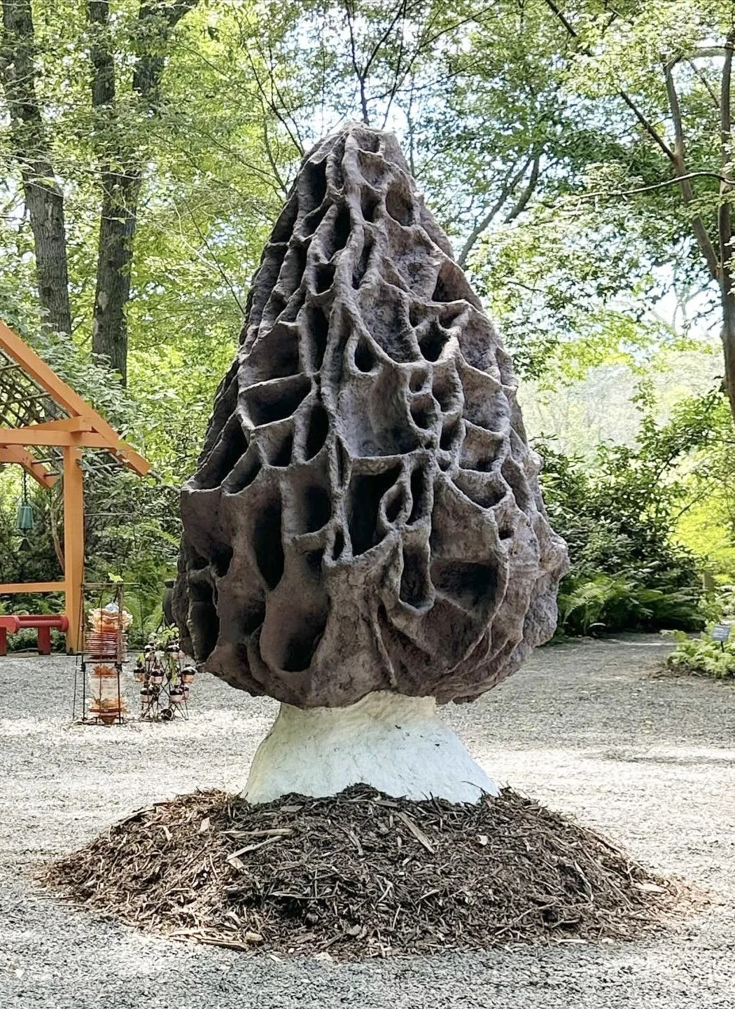 Mother Morel (in collaboration with Zach Bliss) papercrete, steel, wood, variable plant materials 8’ x 6’ diameter 2025 (available)
