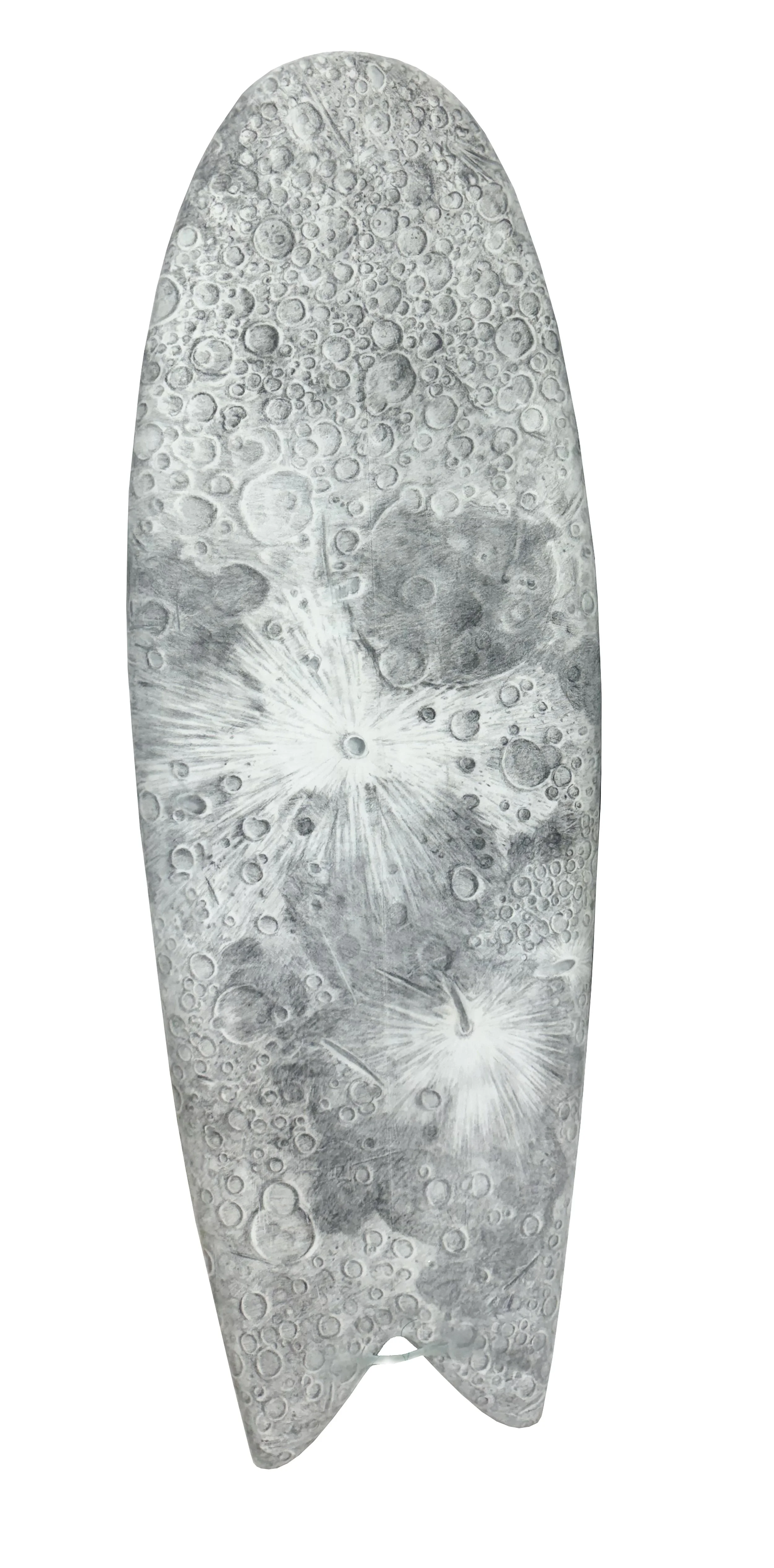    Moonfish    graphite on EPS foam, fiberglass, resin, pine  63” x 22” x 3”  2025  (available) 