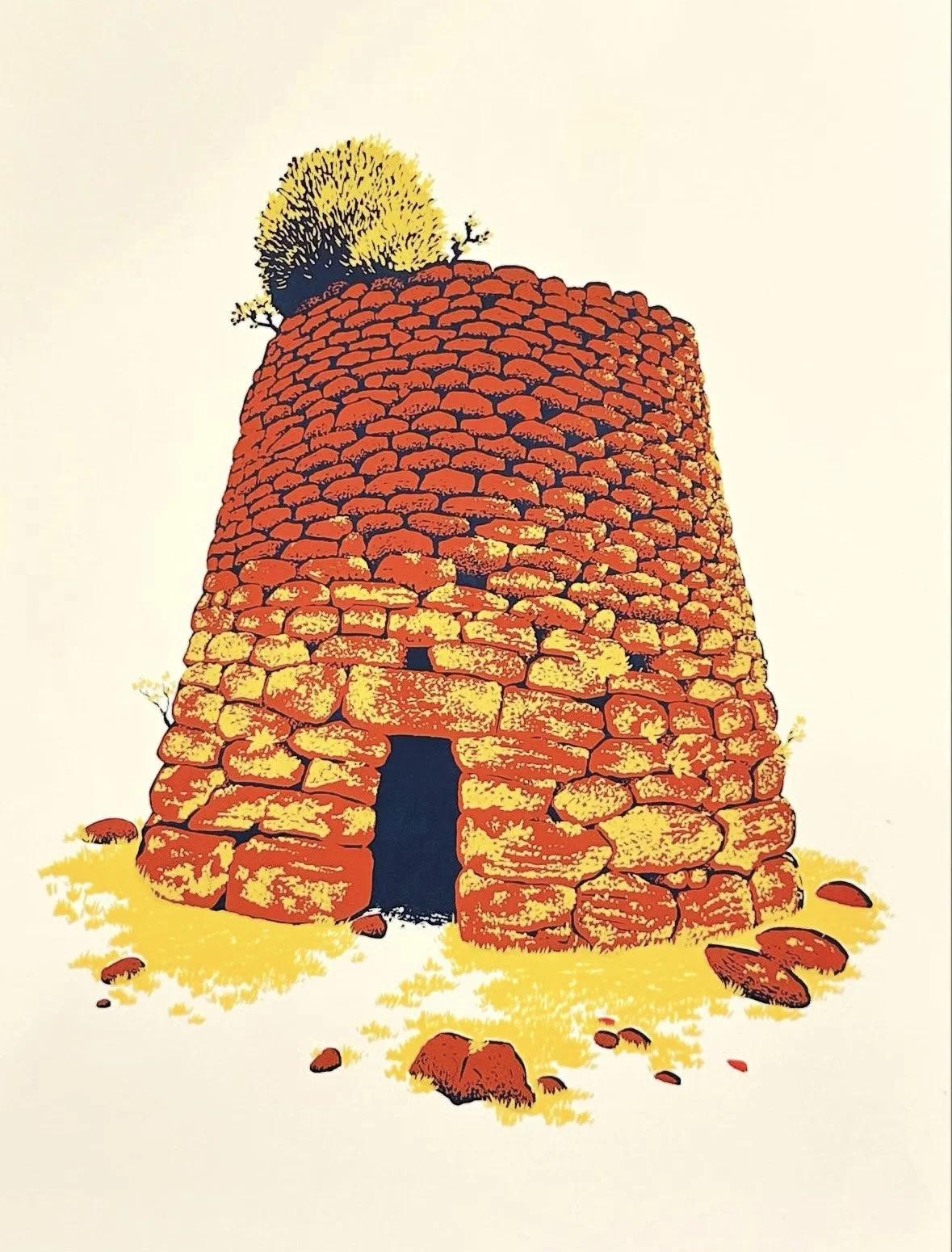    Psychic Nuraghe    silkscreen print on paper  16” x 12”  2 states, editions of 50 each, 1 AP  2025 
