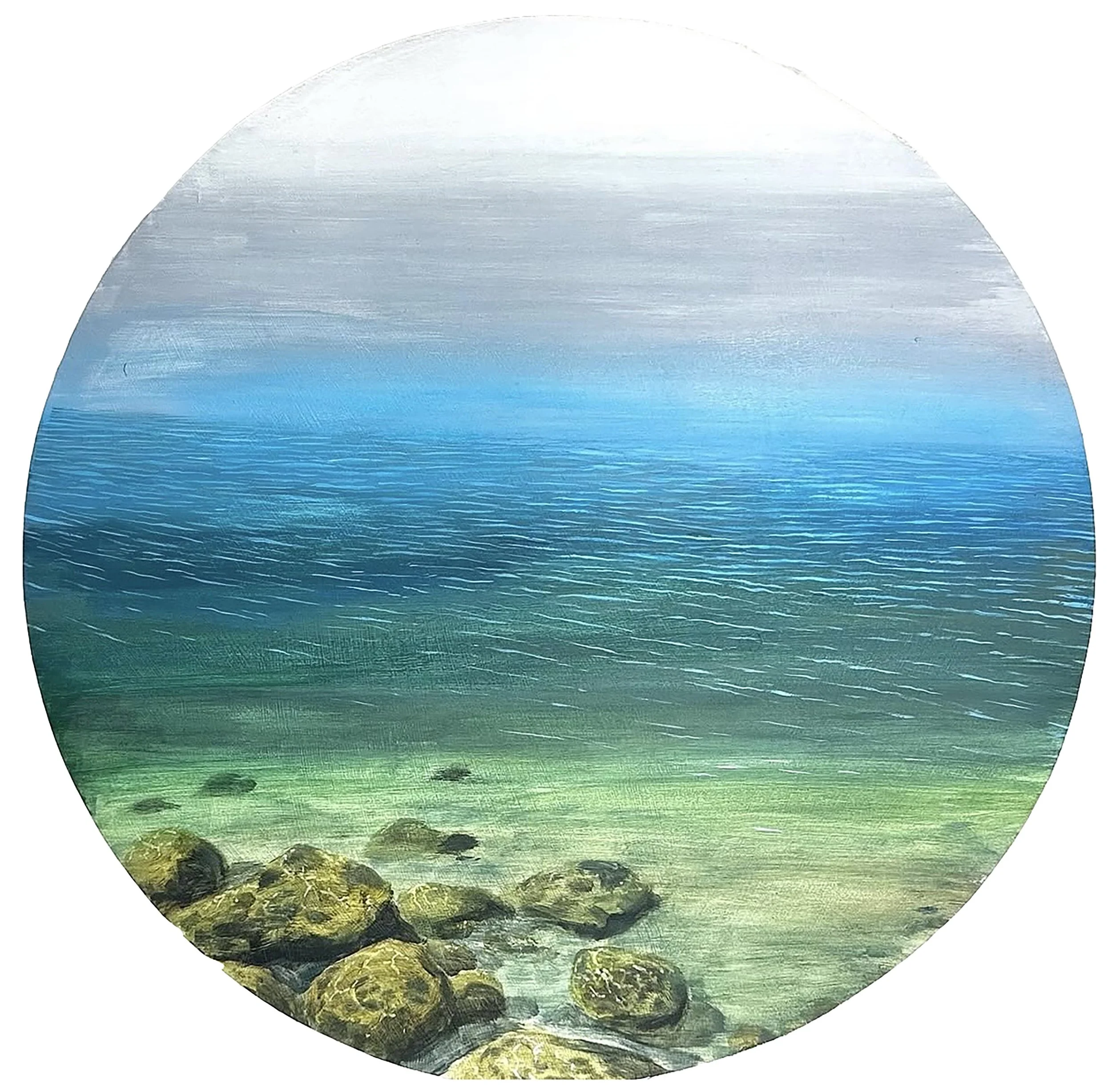    Lifting Fog    acrylic on wood panel  12” diameter  2026  (available) 