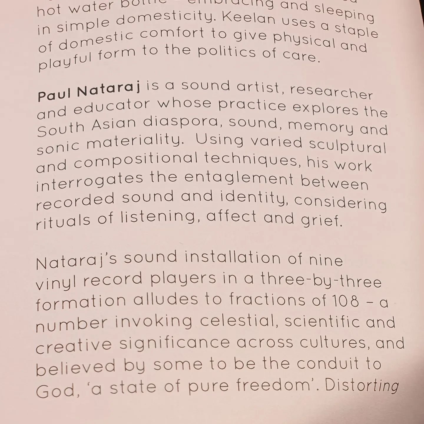 Excerpt from Paul Nataraj&quot;s piece, one of the artists featured in Survey III @southwarkparkgalleries