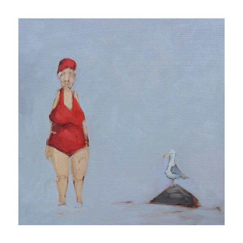 Lady in Red. Oil on Board. 12x12.