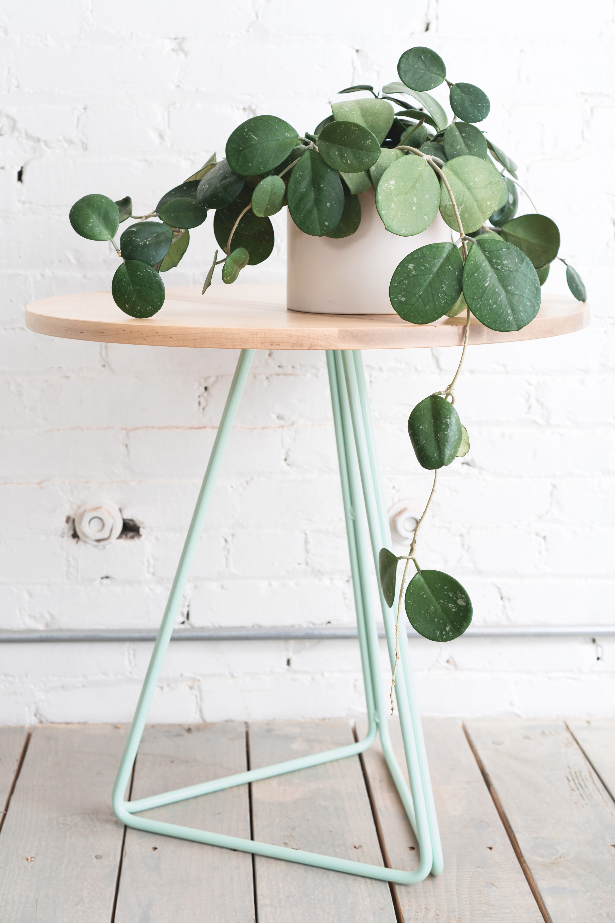 Maple + Mint Metal Side Table 