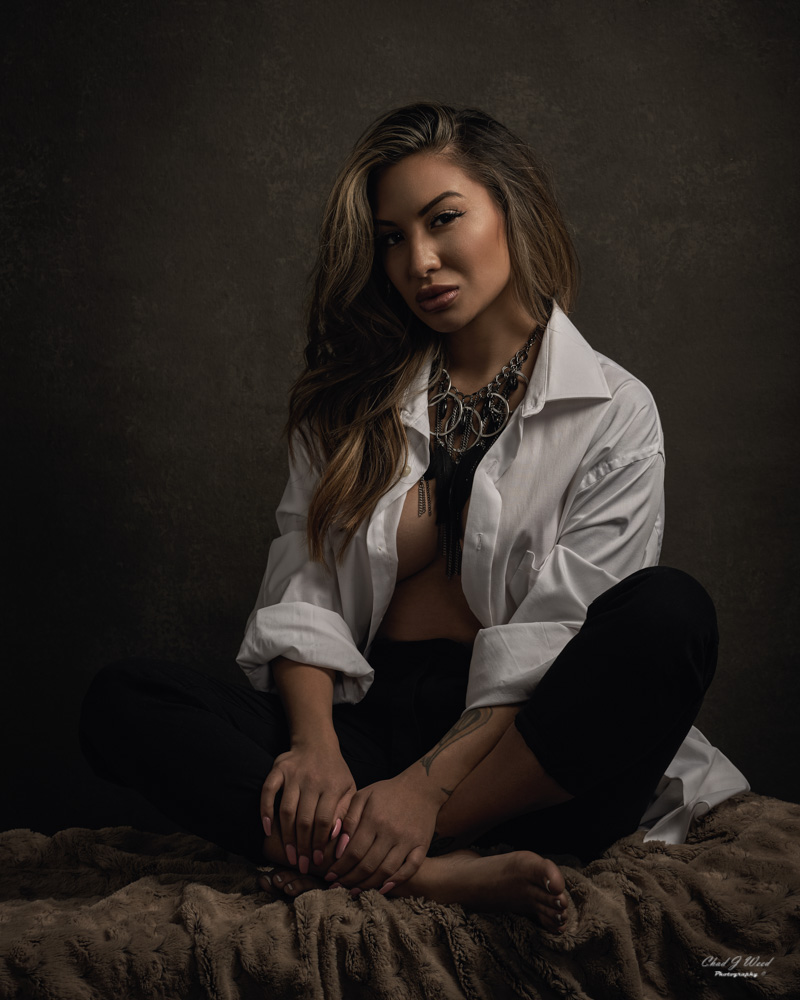 Danielle in Dress Shirt with Mesa Studio Portrait Photographer