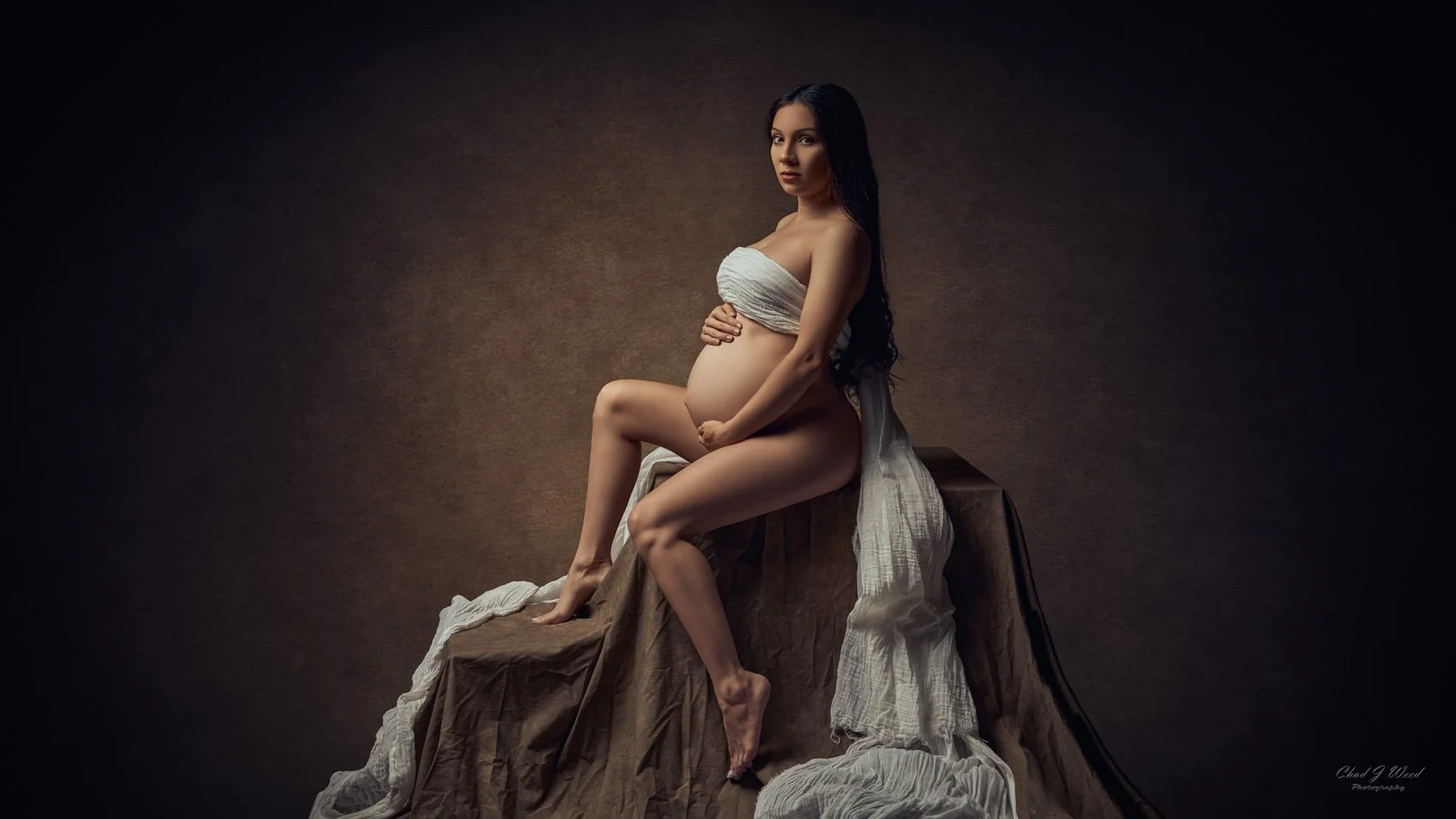 Pregnant mother in Renaissance-inspired fine art maternity photography