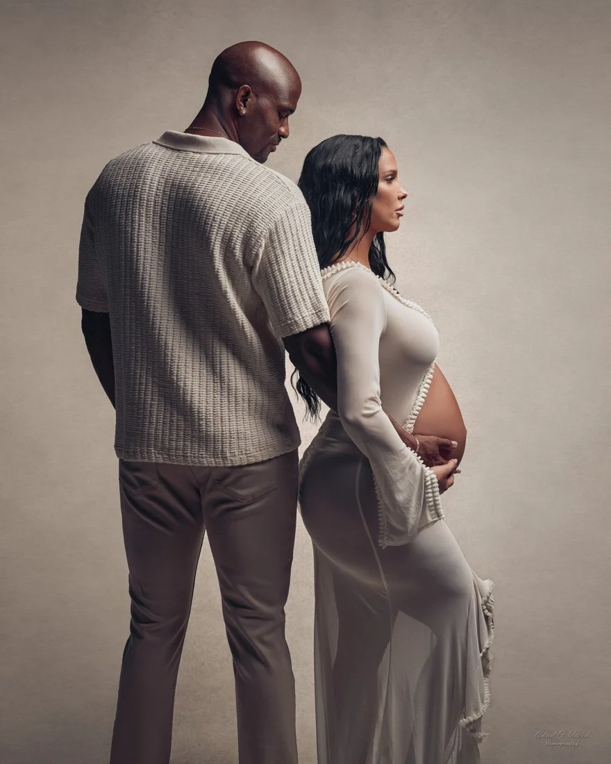 Romantic maternity couples photoshoot in Phoenix studio
