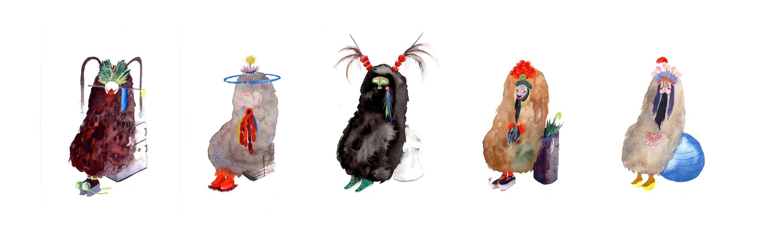 A selected catalogue of bugs, #1. Digitally manipulated gouache paintings, 2018.