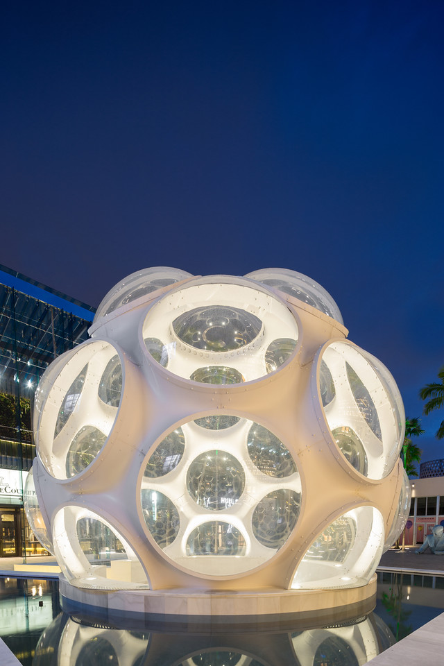 Fly's Eye Dome at Night. 