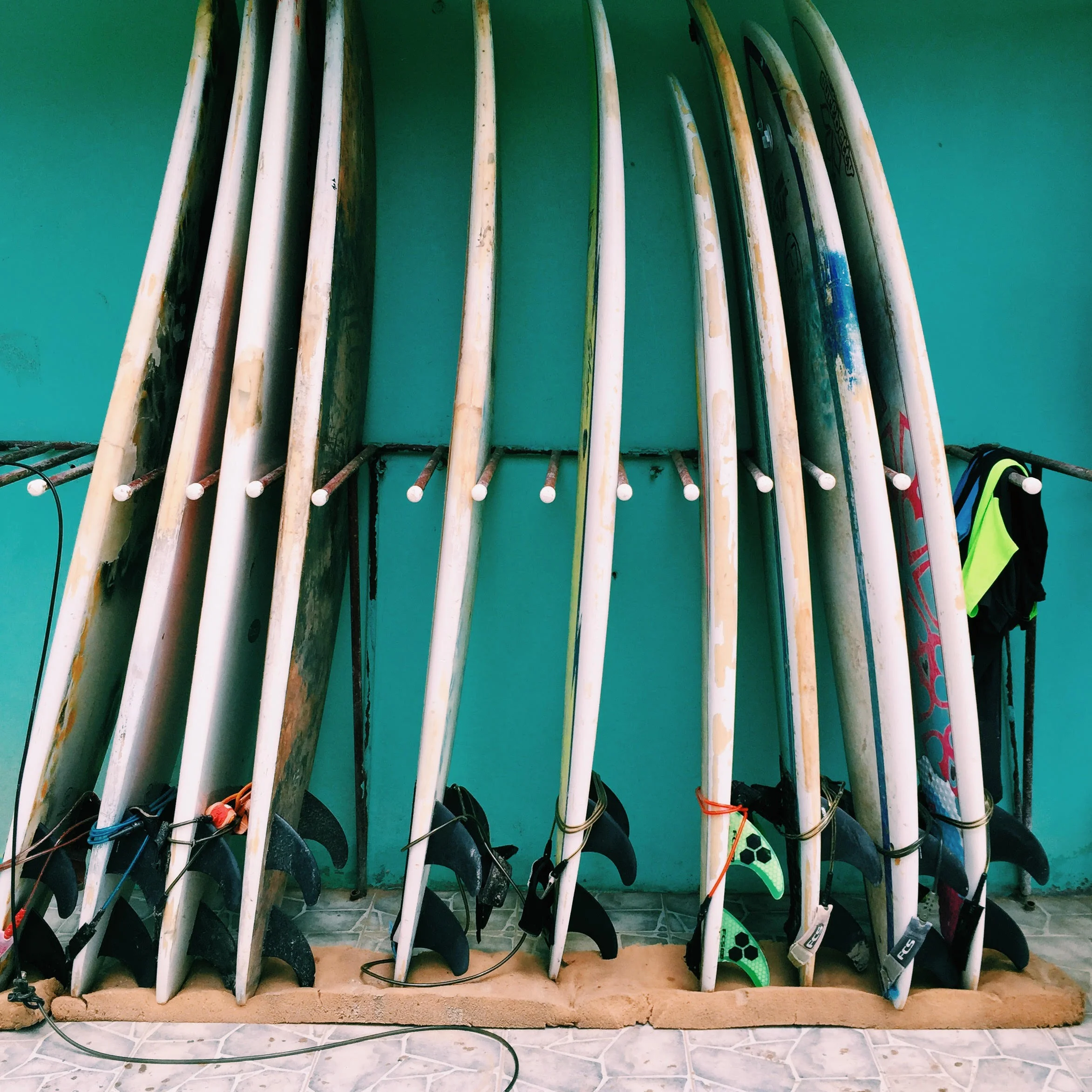 Surf boards at Playa Maderas. 