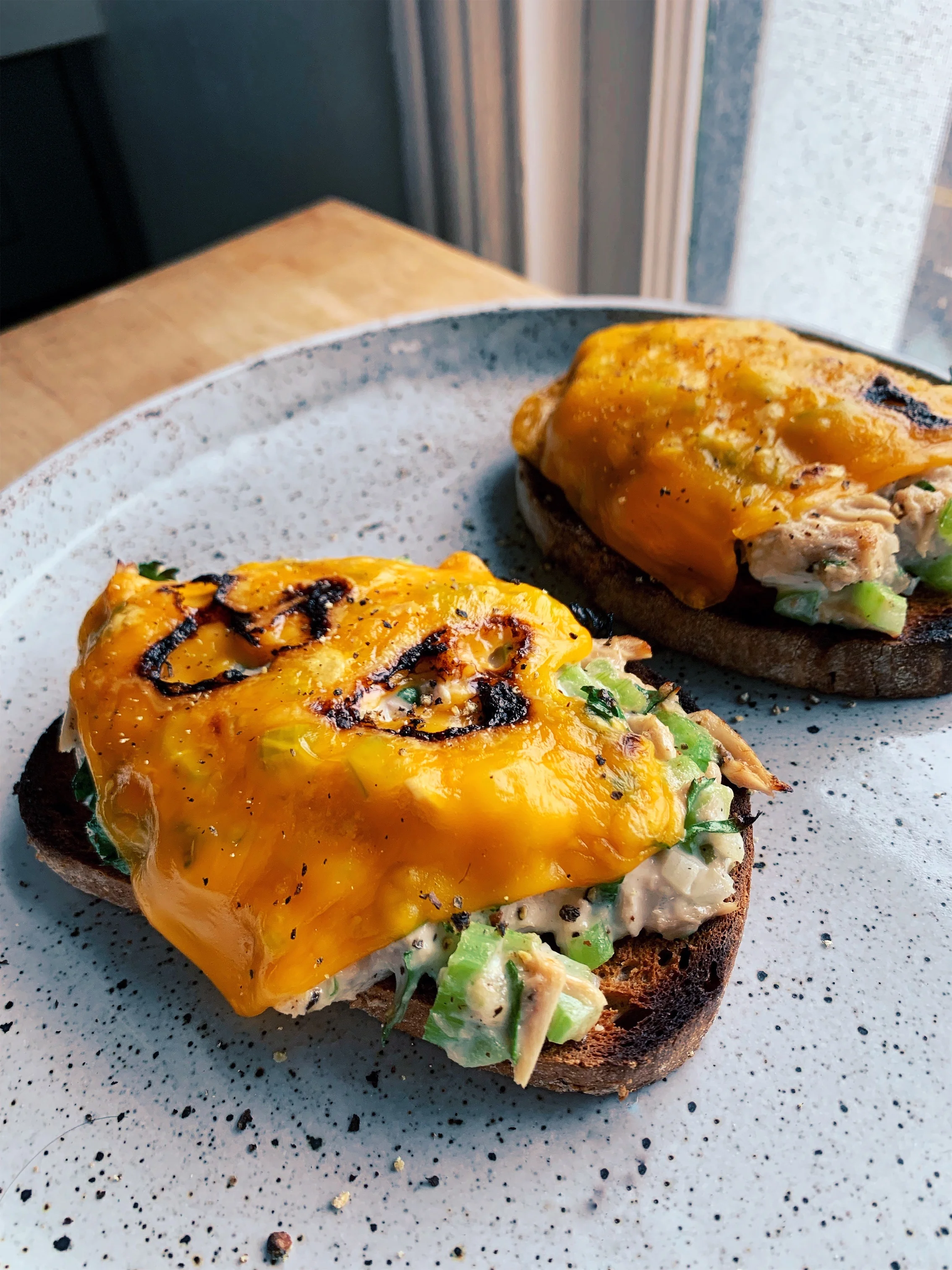 My open-faced tuna melt in all of her glory