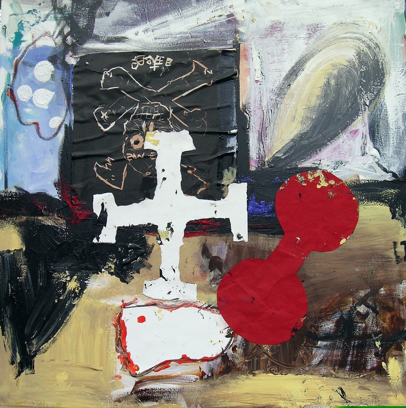  Iron Men White Cross Gone 30 x 30 inches 2005 Mixed Media on Canvas $3200 Available 