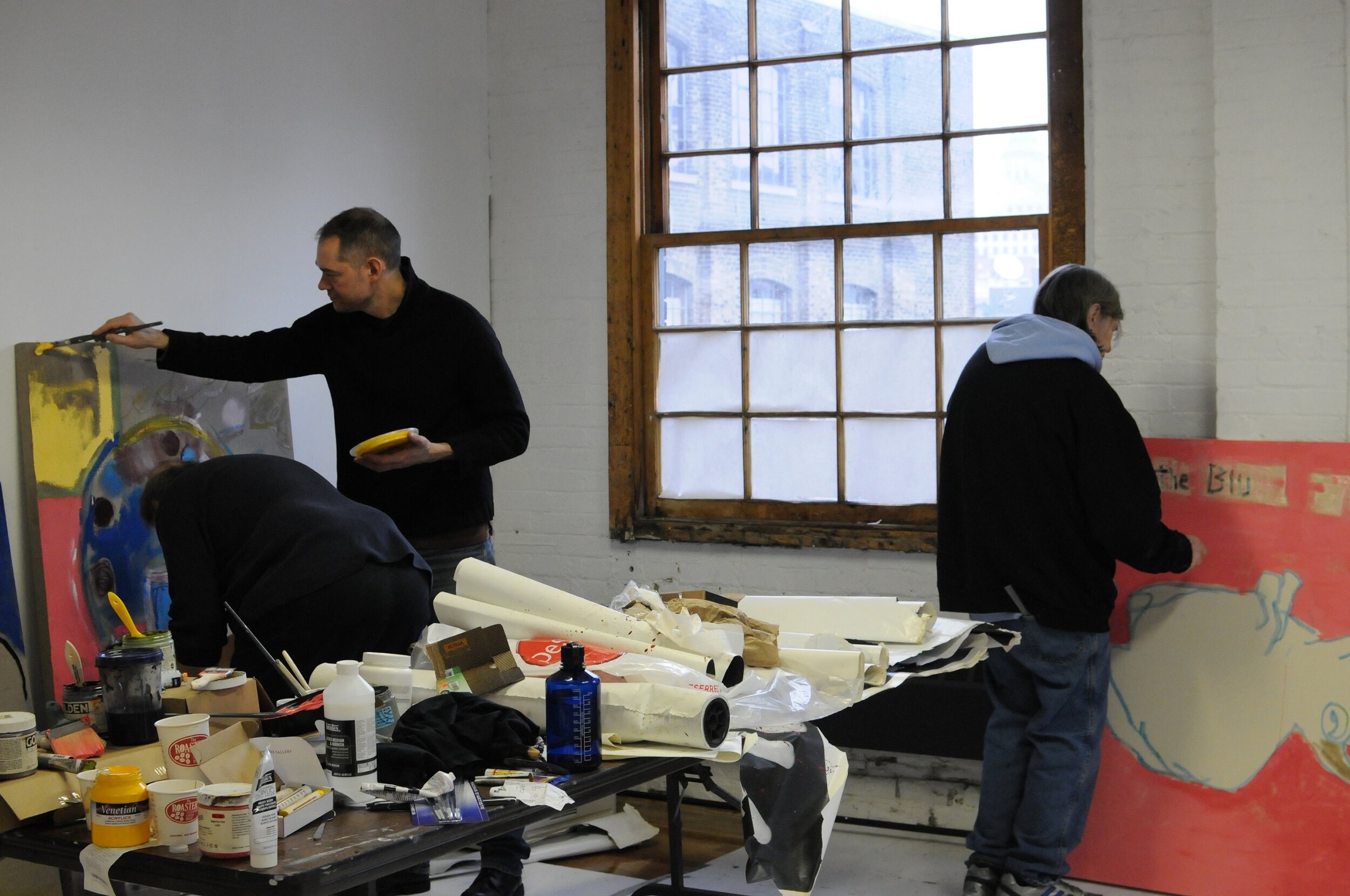  Iron Men at work in John Scott’s studio - Gary Michael Dault, Matthew Varey, and John Scott 