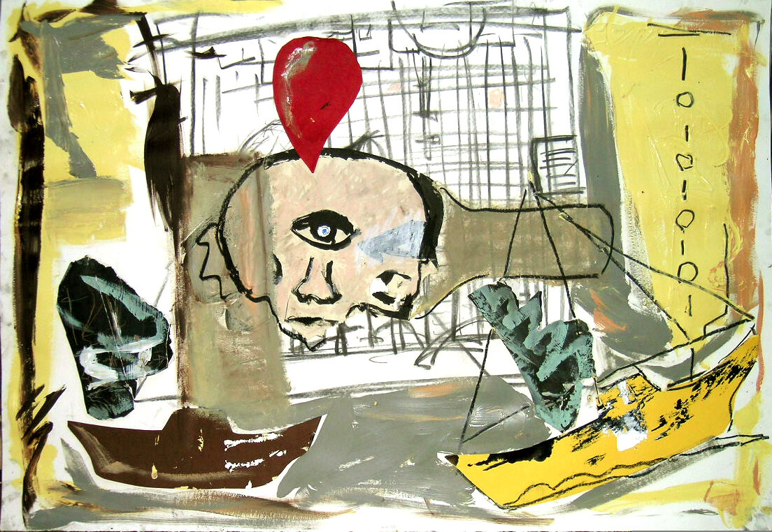  Iron Men Nobodys Hurting Me 2005 Mixed Media on Paper on Panel 33 x 41 inches Private Collection 