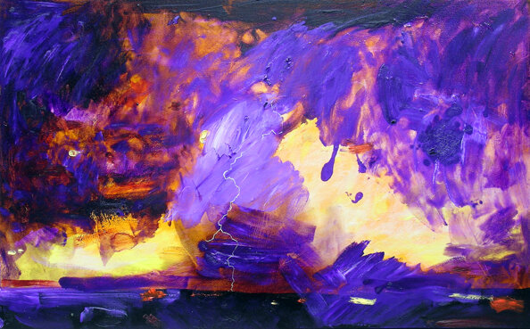 Lightning Strike, 2008, Oil and Alkyd on Canvas on Panel. 30 by 48 inches