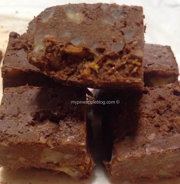 My own "fake chocolate brownies" made from sweet potato, walnuts, cinnamon and cacao