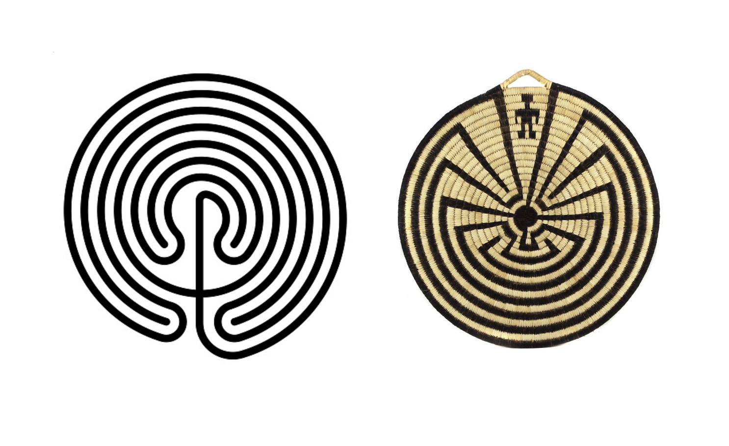 Two labyrinths, two worlds of meaning