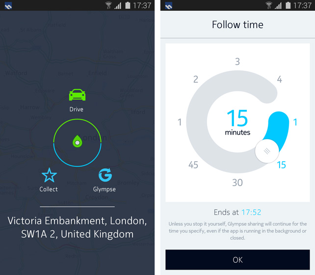 Android Glympse Integration (with Contextual Menu)
