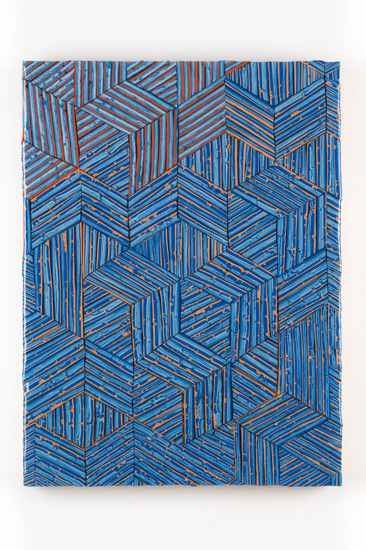   Carefully Editing An Email Response  2021 Latex paint and resin on wood panel 24x18x2.5 inches 