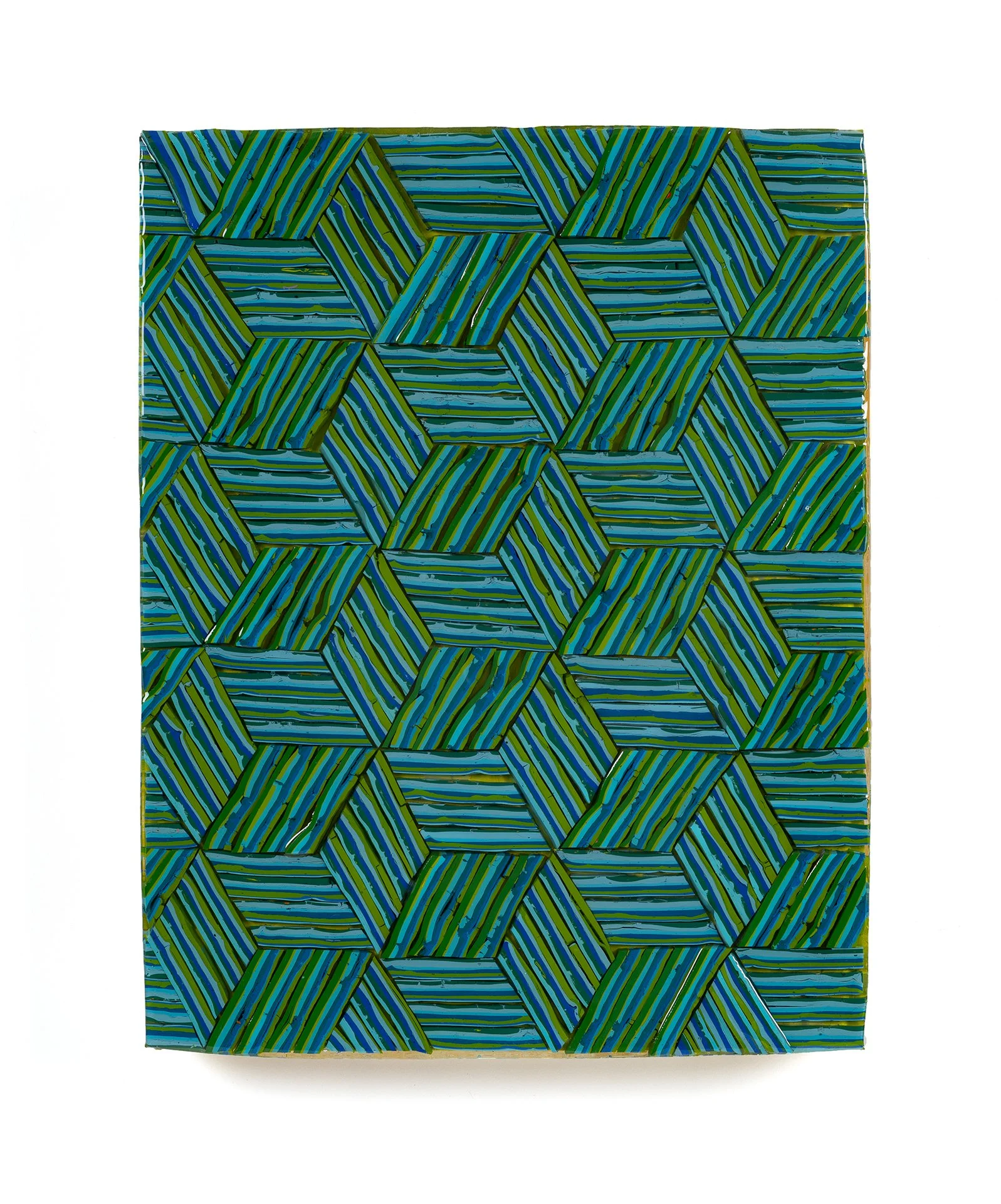   A New Character on the 199th Season  2023 Latex paint and resin on wood panel 18x14x2.5 inches 