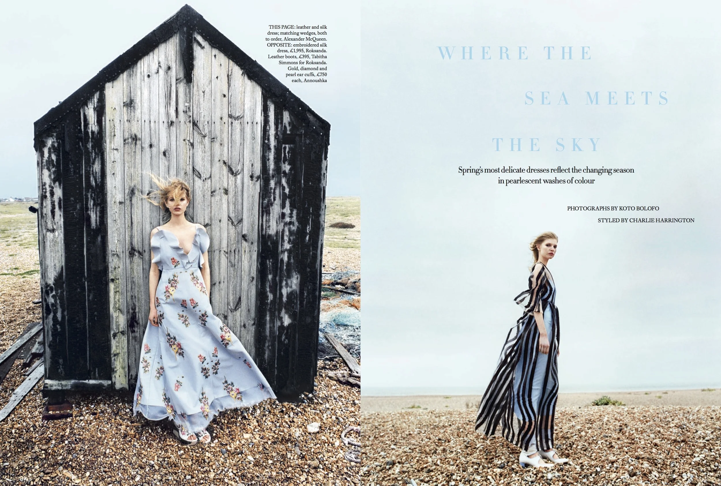 Ola Rudnicka Cover Story for Harper's Bazaar, styled by Charlie Harrington. Spread 1.