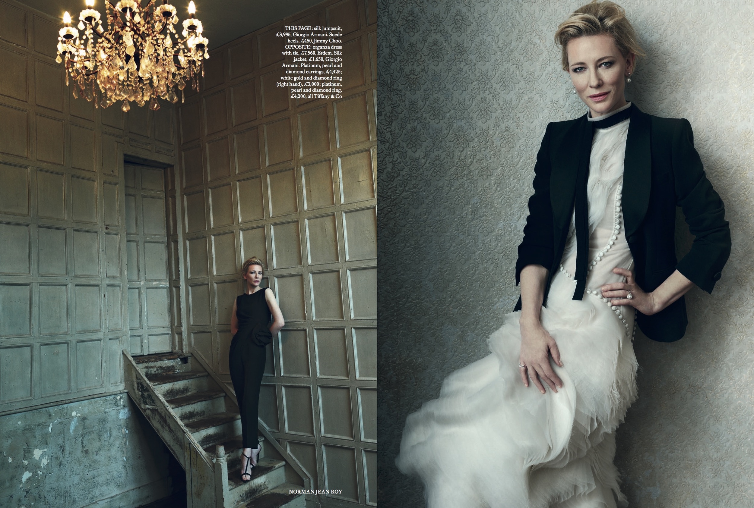 Cate Blanchett Cover Story for Harper's Bazaar, styled by Charlie Harrington. Spread 3.