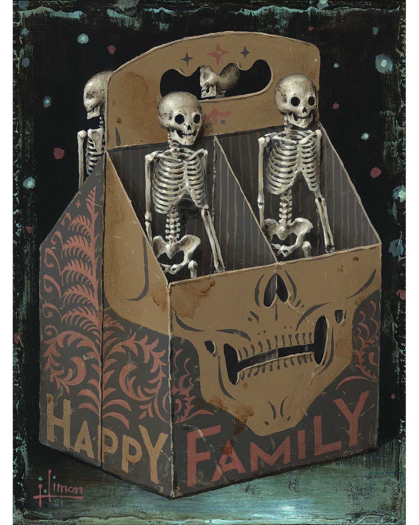 &ldquo;Happy Family&rdquo;, 6x8 inches #fragment #art #painting #artprint #skull #skeleton