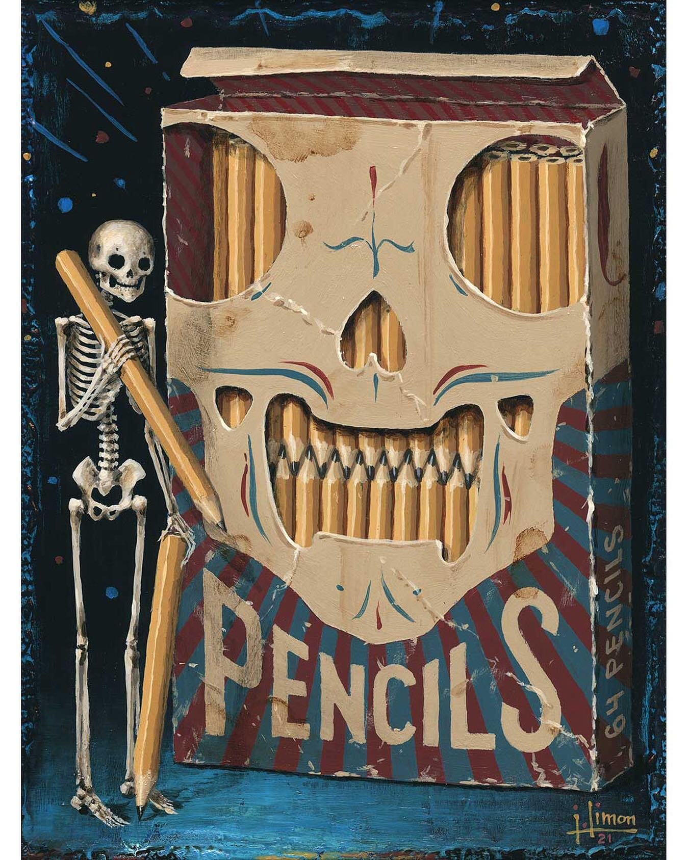 &ldquo;Pencils&rdquo;, 6x8 inches #fragment #art #painting #pencils #skeleton #skull