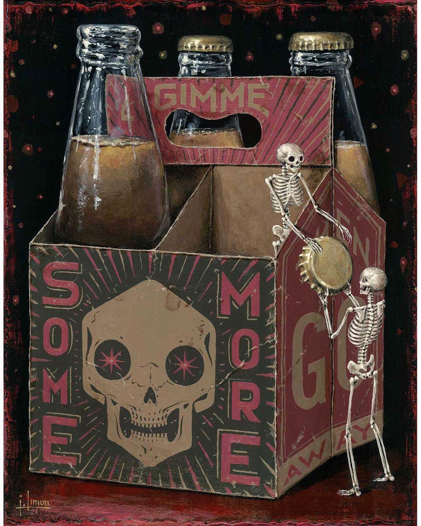 &ldquo;Gimme&rdquo;, 11x14 for &ldquo;Torn&rdquo;, a Mini-Feature at @archenemyarts #painting #art #beer #skeleton #skull #archenemyarts