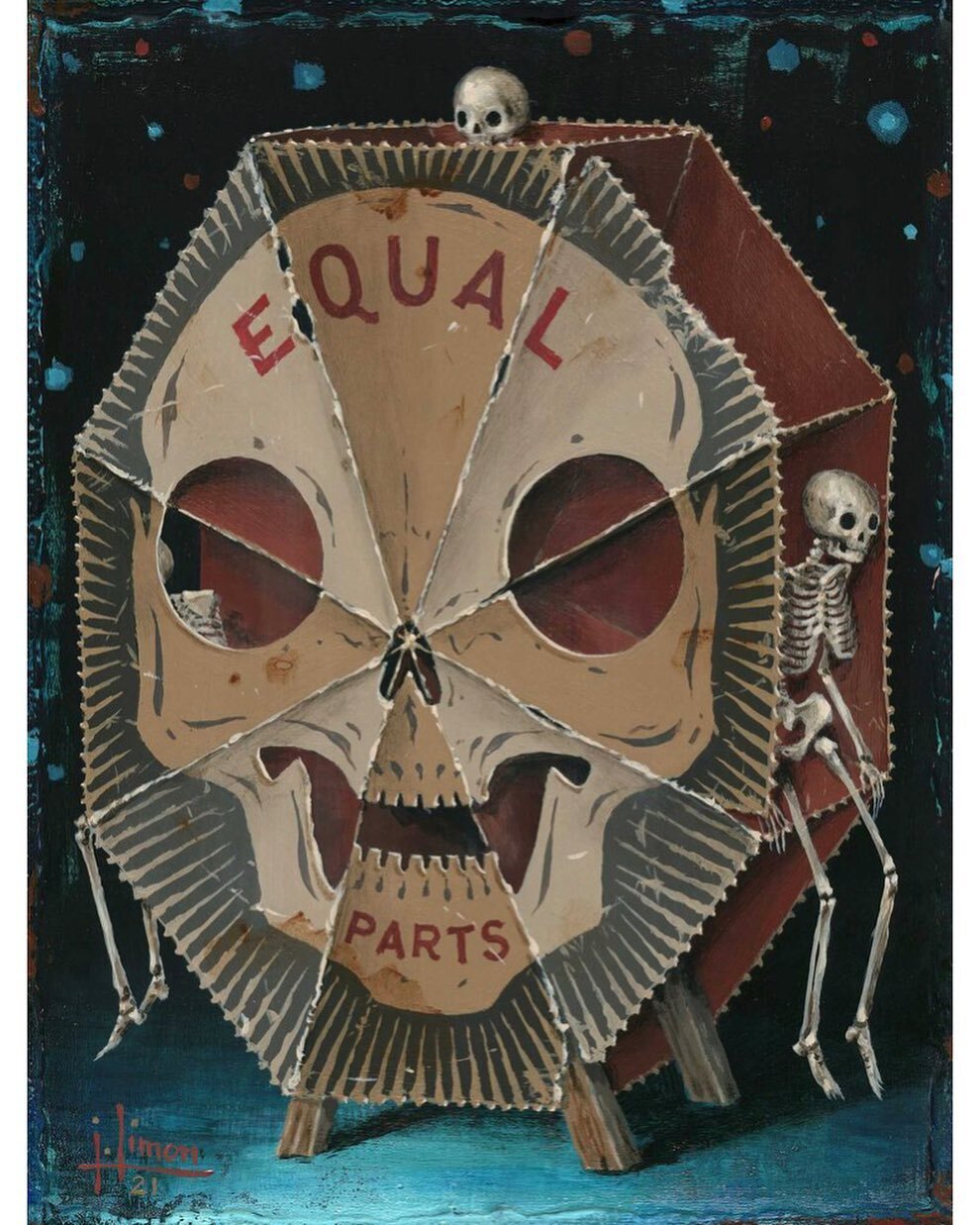 &ldquo;Equal Parts&rdquo;, 6x8&rdquo; #fragment #art #painting #skull #skeleton