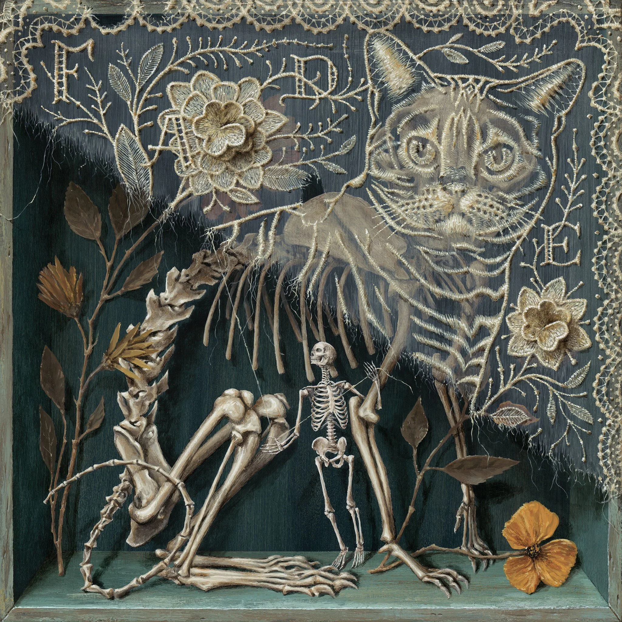 Fading Feline, 12x12", Acrylic on Panel, 2025