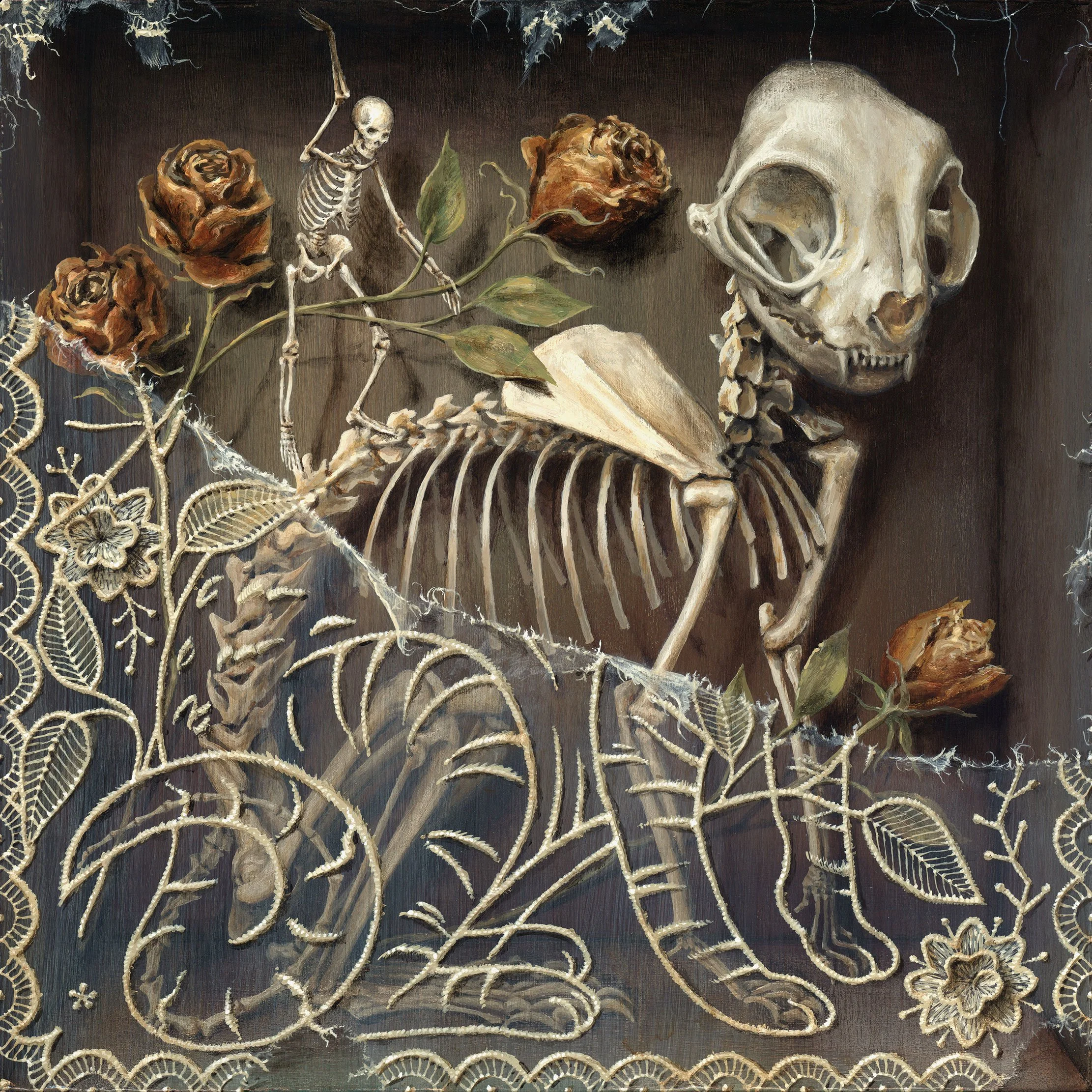 Fading Feline II, 12x12", Acrylic on Panel, 2025