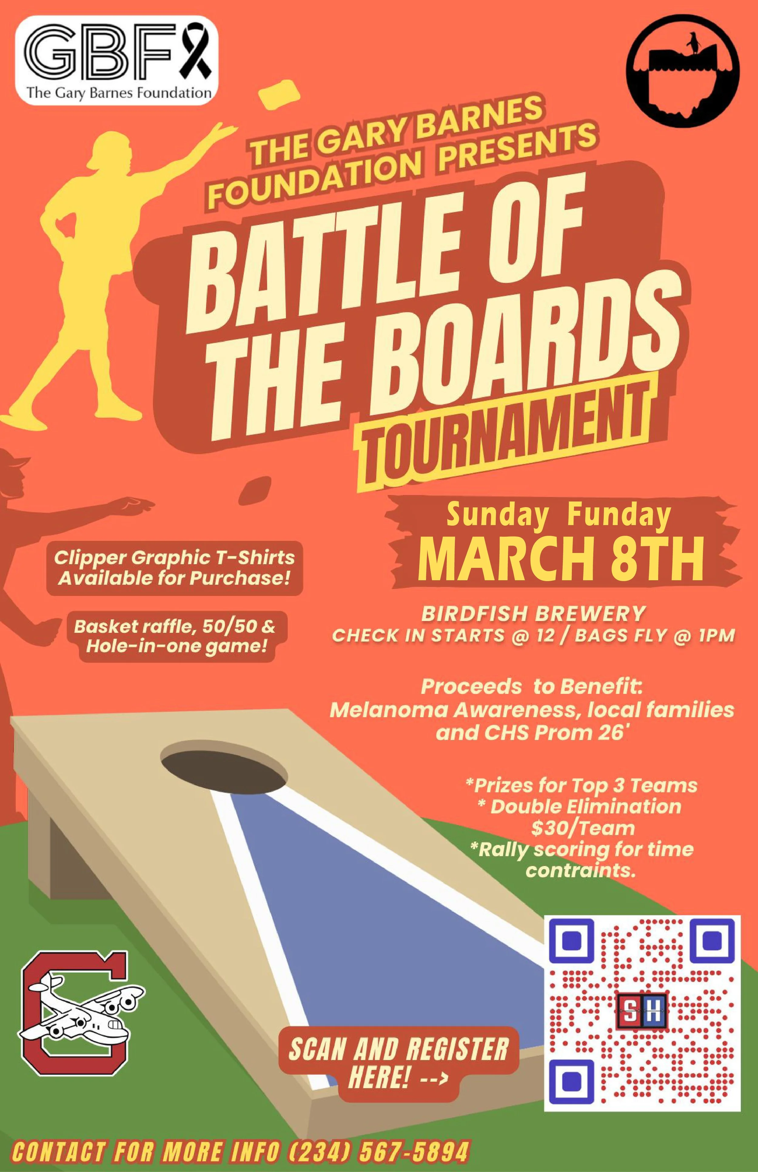 Gary Barnes Foundation Battle of the Boards - Cornhole Tournament in the Ballroom