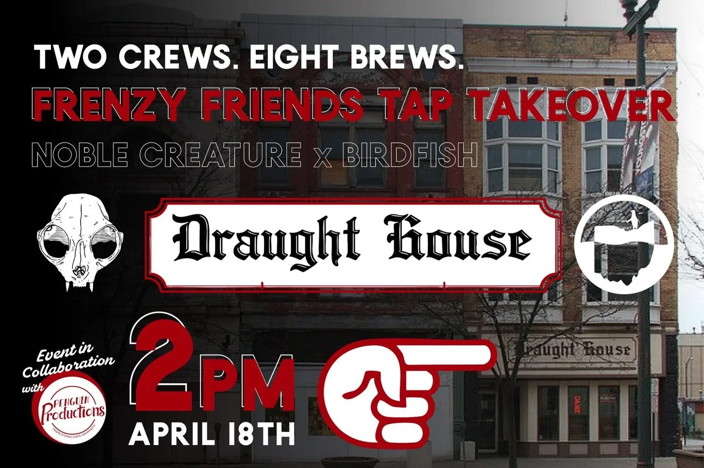 Two Crews. Eight Brews. Frenzy Friends Tap Takeover at The Draught House.

We&rsquo;re kicking off Federal Frenzy the only way we know how&mdash;by taking over the taps at The Draught House, which is right in front of the Federal Frenzy MAIN STAGE!!
